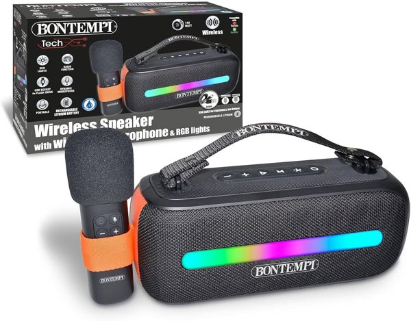 BONTEMPI TECH ασύρματο ηχείο με ασύρματο μικρόφωνο & φώτα RGB, 491050