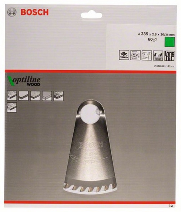 Bosch Δίσκος πριονιού Optiline Wood 235 x 30mm 60z (2608641192)