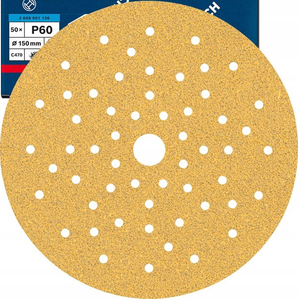 Bosch Bosch Expert C470 sanding sheet, 150mm, K60 multi-hole (50 pieces, for eccentric sanders)