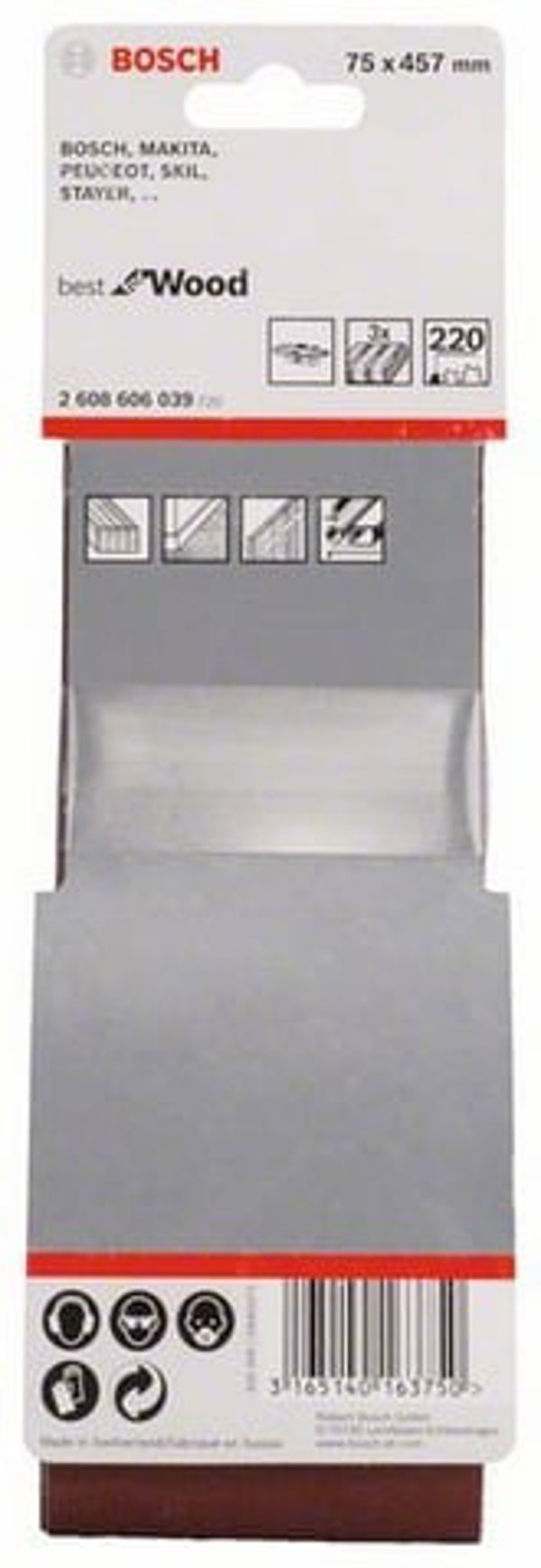 Ταινία Σφράγισης Bosch Ζεστάβ Χ440 75 x 457mm 220 3τεμ. (2608606039)