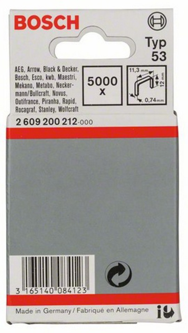 Bosch Zszywki z cienkiego drutu typ 53 12mm 5000szt. (2609200212)