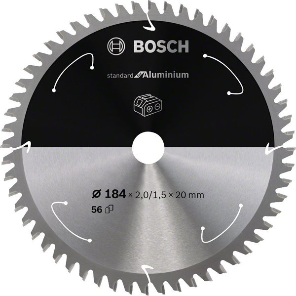 Πριονόλαμα κυκλικού πριονιού Bosch Bosch standard για αλουμίνιο, 184mm, 56Z (οπή 16mm, για ασύρματα χειροκίνητα κυκλικά πριόνια)