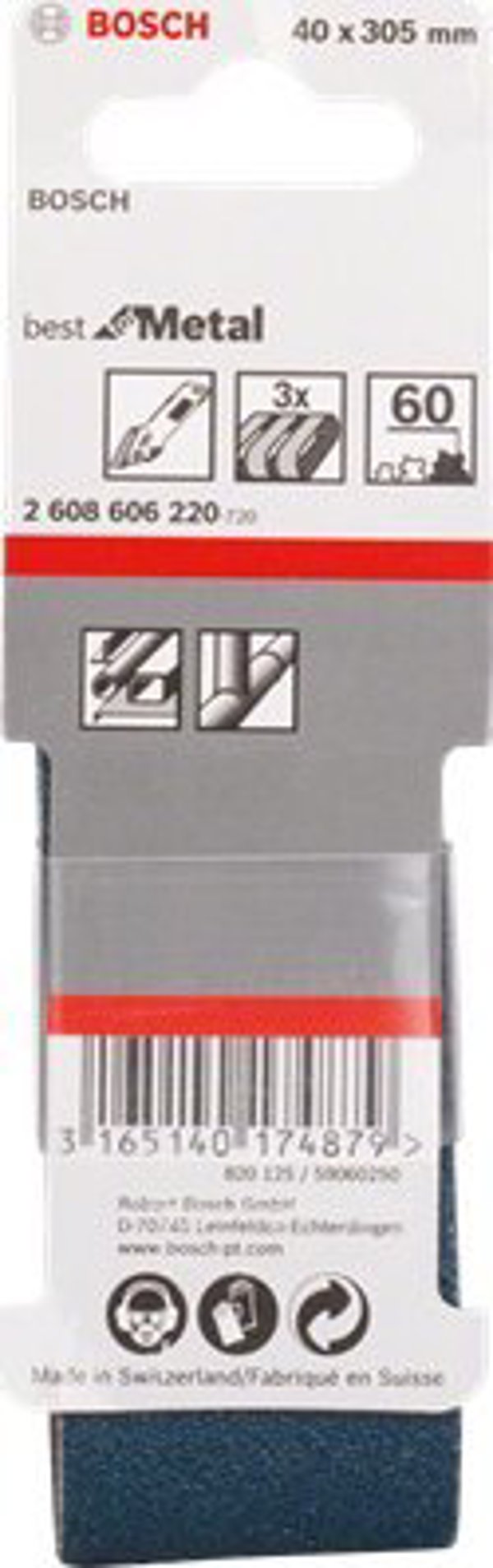 Σετ λειαντικών ταινιών Bosch 40x305mm κόκκωση 60 2608606220 /3τμχ./