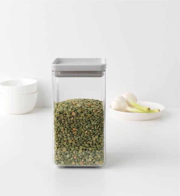 Τετράγωνο δοχείο Brabantia 1,6l Tasty+ ανοιχτό γκρι 122484