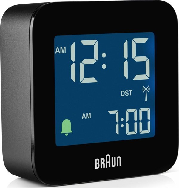 Braun BC08 Ψηφιακό Ξυπνητήρι LCD, Τετράγωνο, Μαύρο, 57.5x57.5x20mm