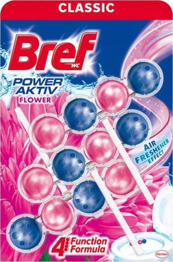 Bref Power Aktiv Flower Καθαριστικό Τουαλέτας Με Άρωμα Λουλουδιών 3x50g