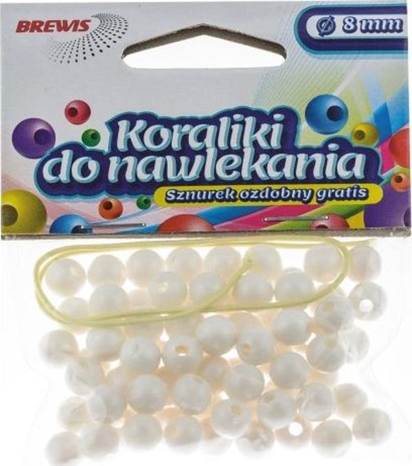 Brewis Χάντρες σε Κλωστή 8mm, Λευκές, Κωδικός K8-1