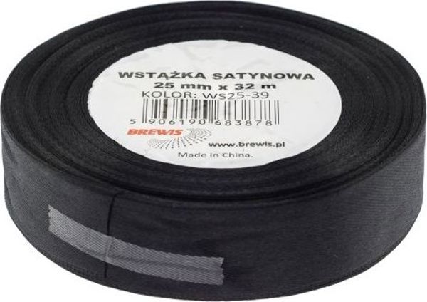 BREWIS Σατέν Κορδέλα, 25mm/32mm, Χρώμα Μαύρο, Υψηλής Ποιότητας