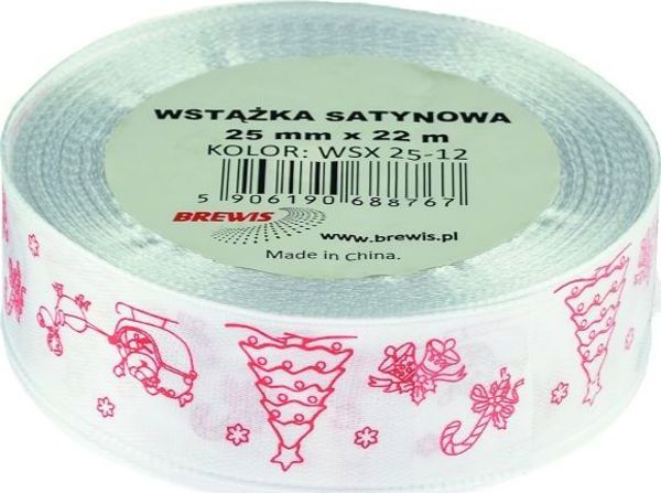 Σατέν κορδέλα BREWIS Χριστούγεννα 25mm x 22m χρώμα 12 Brewis