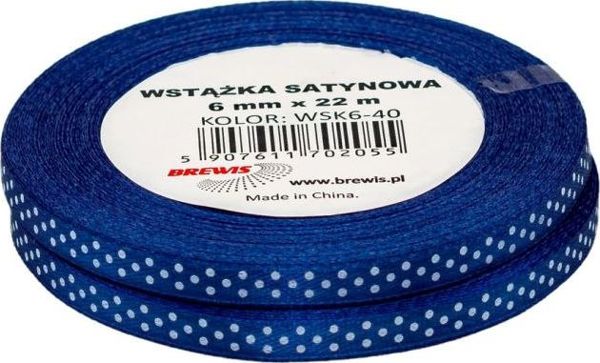 Σατέν Κορδέλα Brewis με Πουά, 6mm, WSK6-40, Πολύχρωμη