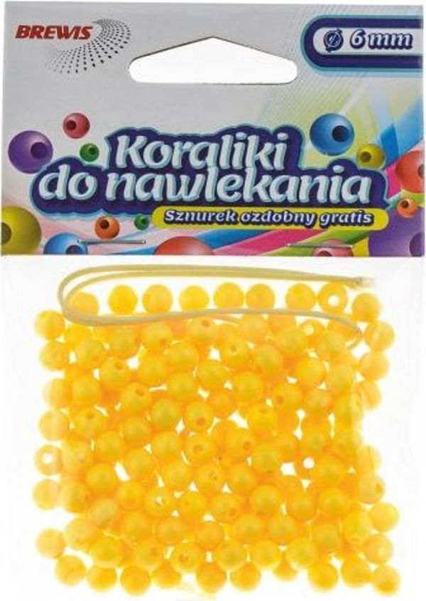 BREWIS Χάντρες για Κολιέ, 6mm, Κίτρινο, K6-2
