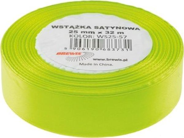Σατέν Κορδέλα Brewis 25mm/32mm, Χρώμα Neon Green, Υψηλής Ποιότητας