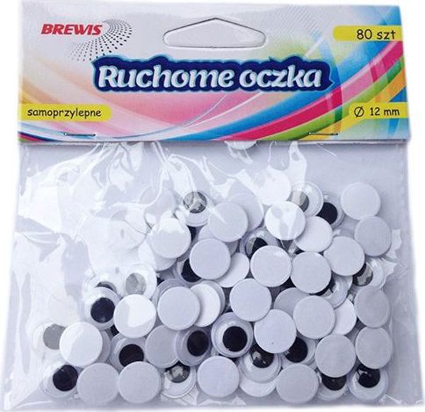 Brewis Αυτοκόλλητα Κινούμενα Μάτια, 12mm, 80τμχ