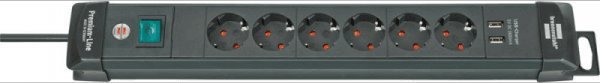 Πολύπριζο επέκτασης με USB Premium BRENNENSTUHL, 6 υποδοχές, 3m H05VV-F3G1,5
