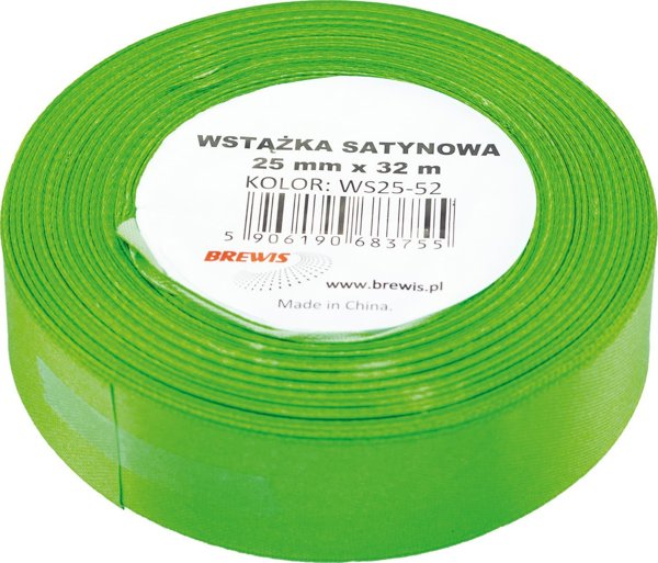 Brewis Σατέν Κορδέλα 25mm/32mm, Χρώμα 52 Πράσινο