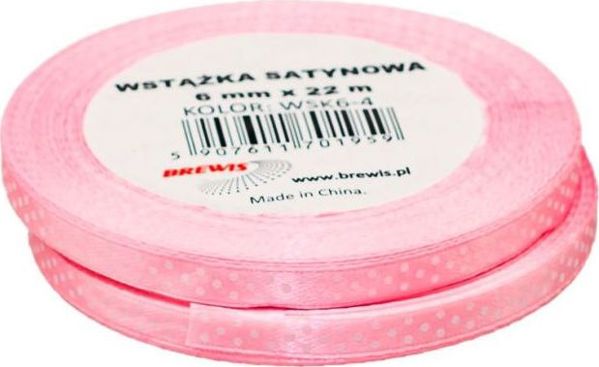 Σατέν Κορδέλα BREWIS με Πουά, 6mm, Διακοσμητική Λεπτή Κορδέλα για Χειροτεχνίες