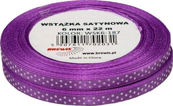 Brewis Σατέν Κορδέλα Με Πουά 6mm, WSK6-187, Διακοσμητική Κορδέλα Ραπτικής