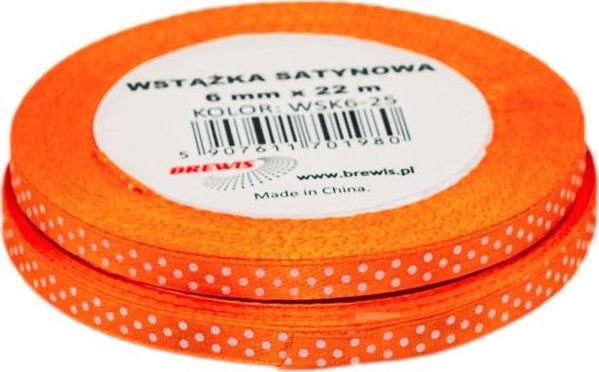 Brewis Σατέν Κορδέλα με Πουά, 6mm, WSK6-25, 25m