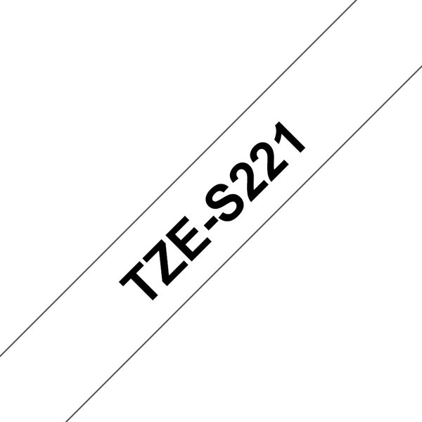 Brother | TZe-S221 Strong Adhesive Laminated Tape | Juodas on Baltas | TZe | 8 m | 9 cm