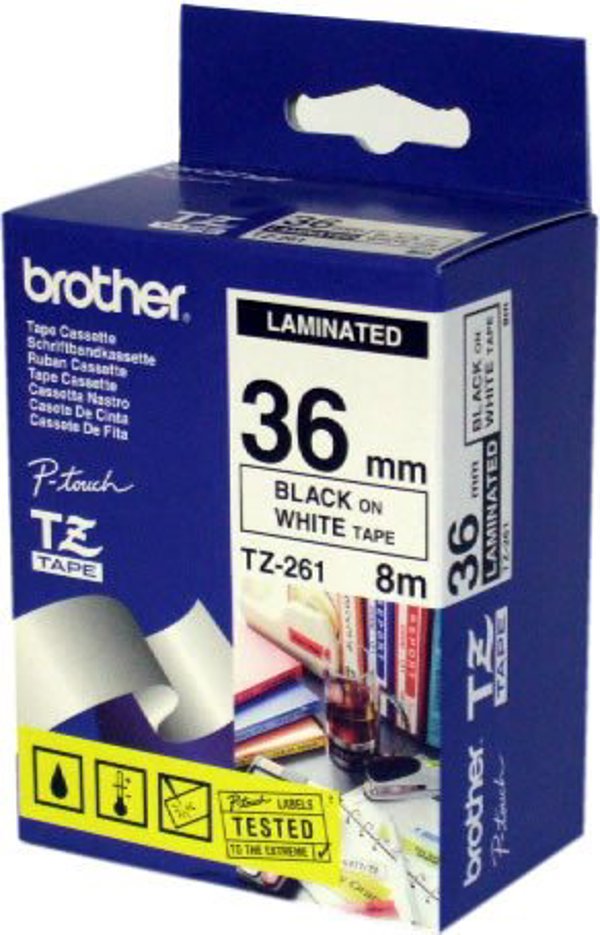 Brother TZ-261 ταινίες για ετικέτες Μαύρο σε λευκό