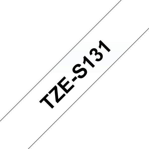 Brother Brother | TZe-S131 Ισχυρή Κολλητική Πλαστικοποιημένη Ταινία | Μαύρο σε Διαφανές | TZe | 8 μ | 1.2 εκ