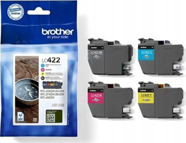 Brother Brother LC422VALDR αυθεντικό μελάνι 4 τεμ. Κανονική απόδοση Μαύρο, Κυανό, Μωβ, Κίτρινο