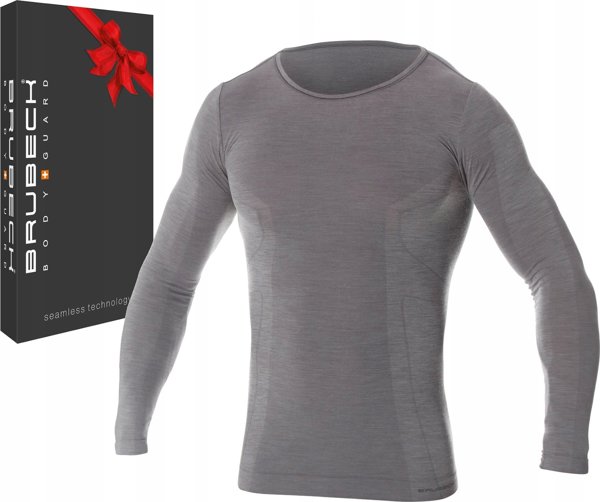 Brubeck LS11600 Ανδρικό μπλουζάκι με μακρύ μανίκι COMFORT WOOL σκούρο γκρι XL