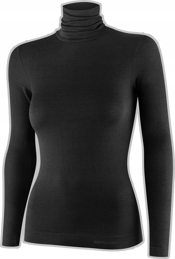 Brubeck LS1627W Γυναικεία μπλούζα με ζιβάγκο COMFORT MERINO μαύρο M