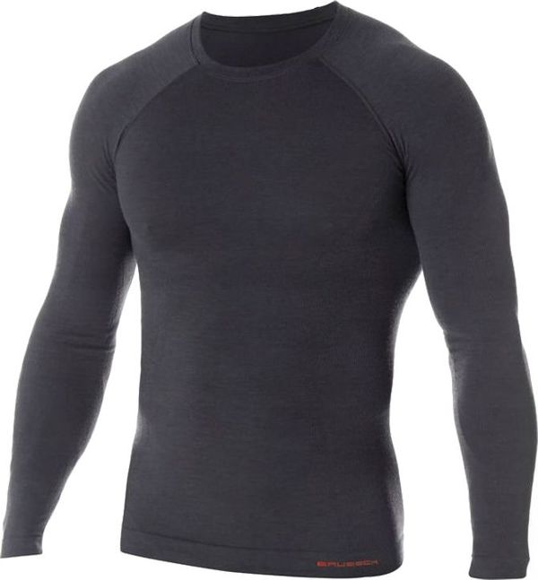 Brubeck LS12820 Ανδρικό μπλουζάκι με μακρύ μανίκι ACTIVE WOOL γραφίτης XXL