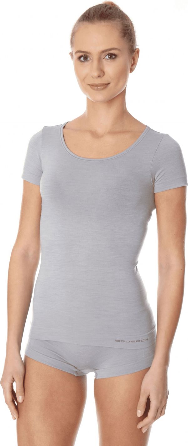 Brubeck Γυναικεία Μπλούζα SS11020 Comfort Wool, Κοντομάνικη από 100% Μαλλί Merino, Γκρι, S