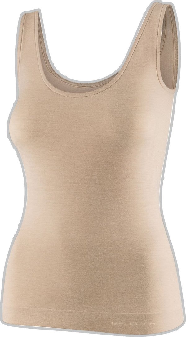 Brubeck TA1059W Γυναικείο αμάνικο μπλουζάκι COMFORT MERINO μπεζ L
