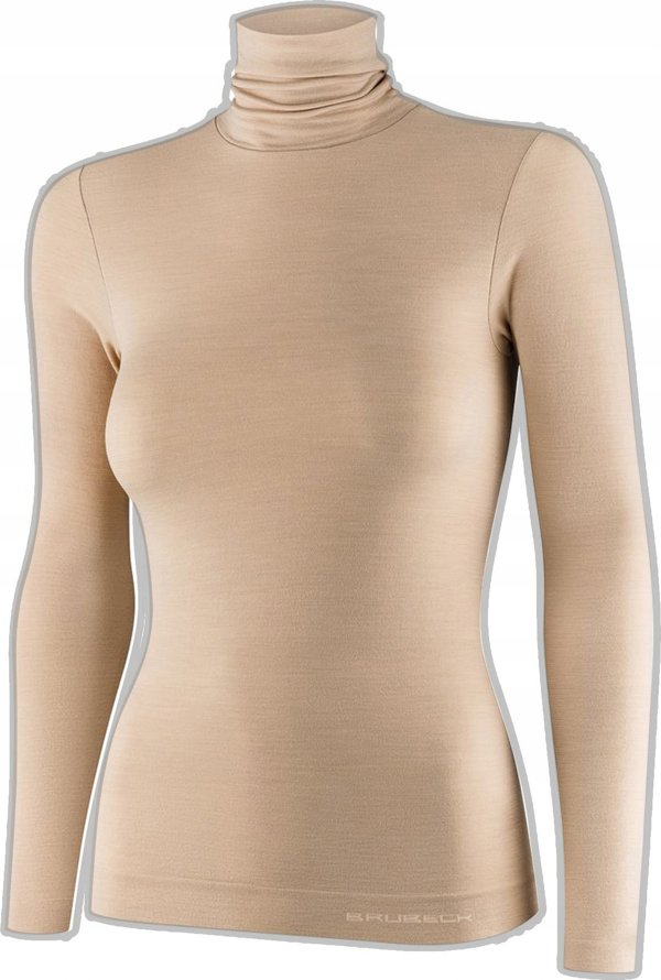Μπλούζα γυναικεία με ζιβάγκο Brubeck LS1627W COMFORT MERINO μπεζ S