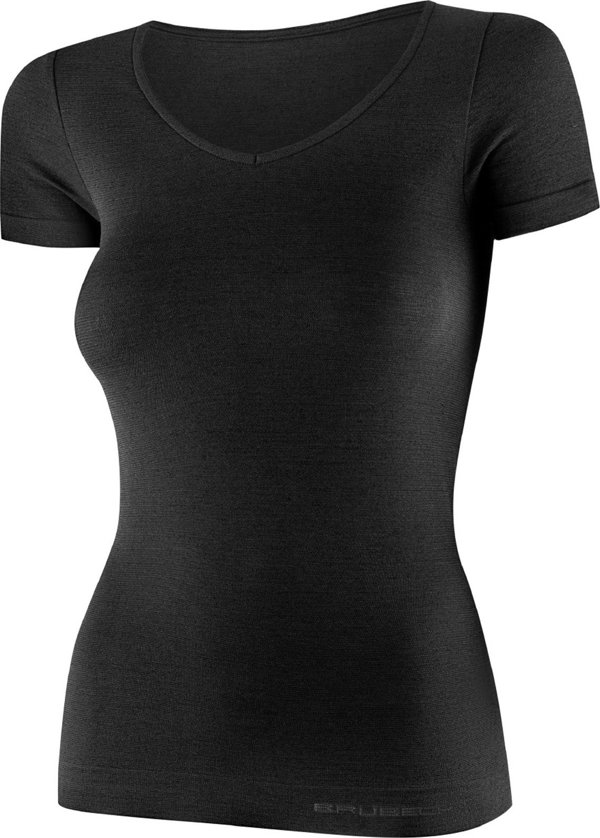 Brubeck SS1398W Γυναικεία μπλούζα με κοντό μανίκι COMFORT MERINO μαύρο S