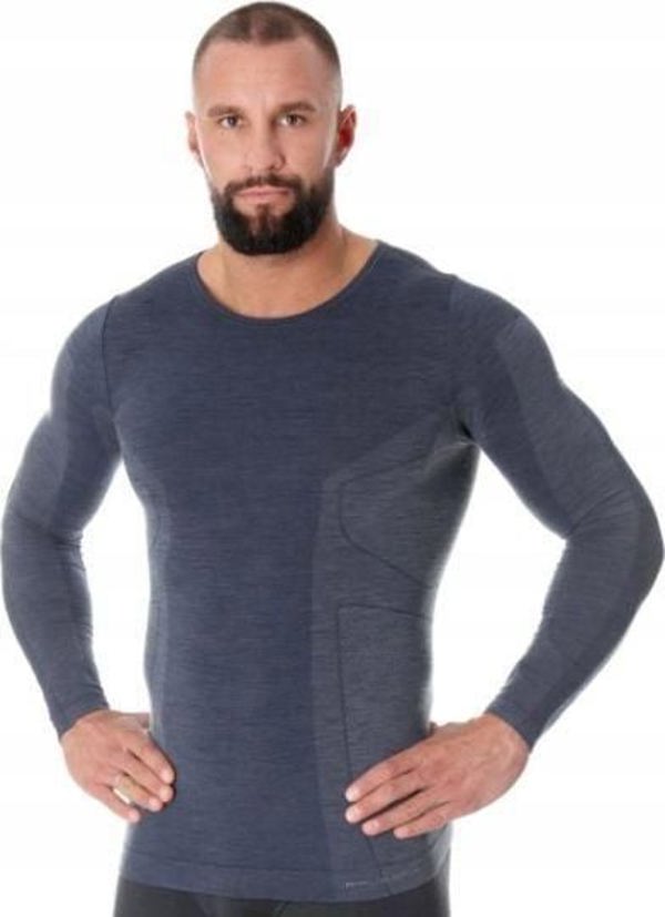 Brubeck LS11600 Ανδρική μπλούζα με μακρύ μανίκι COMFORT WOOL σκούρο τζιν XXL