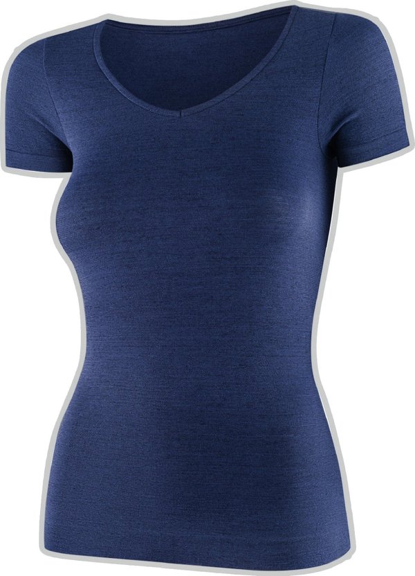 Γυναικείο μπλουζάκι Brubeck SS1398W με κοντό μανίκι COMFORT MERINO μπλε S