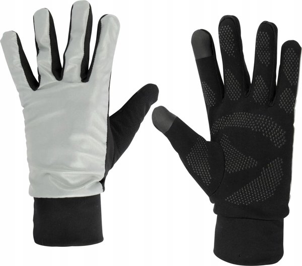 Γάντια τρεξίματος unisex Brubeck AVENTO 44AC reflective XS/S ασημί/μαύρο