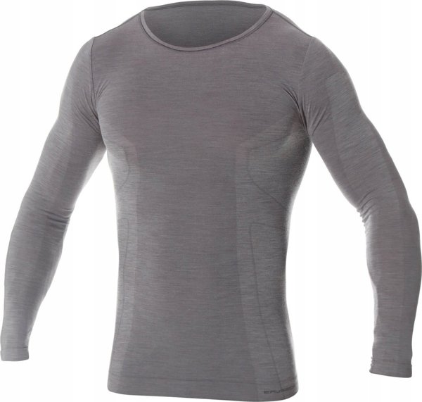 Brubeck LS11600 Ανδρικό μπλουζάκι με μακριά μανίκια COMFORT WOOL σκούρο γκρι XXL