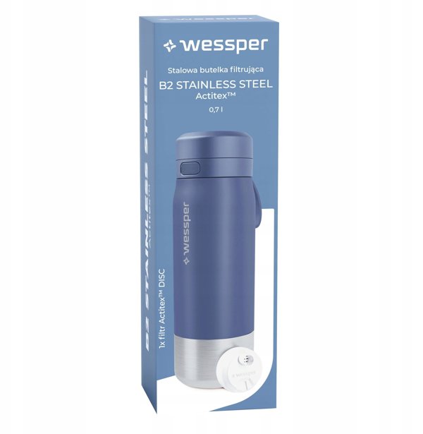 Φιάλη φίλτρου Wessper B2 STAINLESS STEEL Actitex™ 700ml Blue (WES276-700-BL_K)