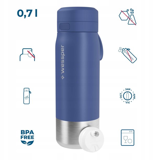 Φιάλη φίλτρου Wessper B2 STAINLESS STEEL Actitex™ 700ml Blue (WES276-700-BL_K)