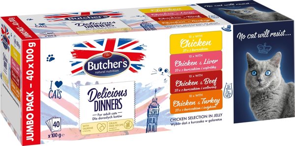 Butcher’s BUTCHER'S Delicious Dinners Jumbo Pack - υγρή τροφή για γάτες - 40x100 g
