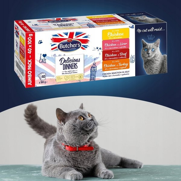 Butcher’s BUTCHER'S Delicious Dinners Jumbo Pack - υγρή τροφή για γάτες - 40x100 g