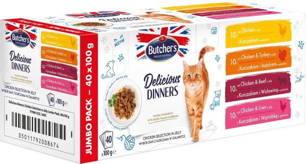 Butcher’s BUTCHER'S Delicious Dinners Jumbo Pack - υγρή τροφή για γάτες - 40x100 g