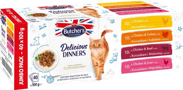 Butcher’s BUTCHER'S Delicious Dinners Jumbo Pack - υγρή τροφή για γάτες - 40x100 g