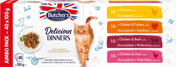 Butcher’s BUTCHER'S Delicious Dinners Jumbo Pack - υγρή τροφή για γάτες - 40x100 g
