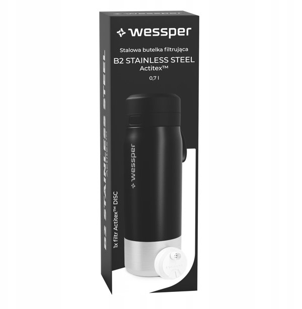 Φιάλη φιλτραρίσματος Wessper B2 STAINLESS STEEL Actitex™ 700ml Μαύρο (WES276-700-BK_K)
