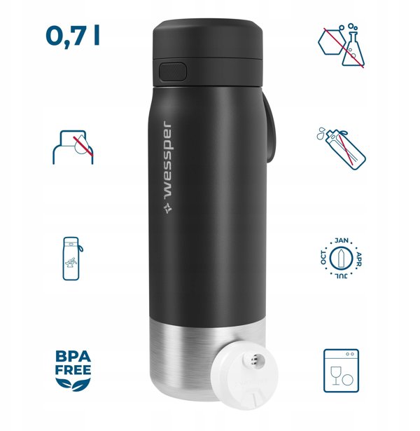 Φιάλη φιλτραρίσματος Wessper B2 STAINLESS STEEL Actitex™ 700ml Μαύρο (WES276-700-BK_K)