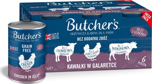 Butcher’s Butcher's Recipe σε ζελέ μίγμα γεύσεων με συκώτι ή νεφρά κομμάτια σε ζελέ τροφή για σκύλους 6 x 400g