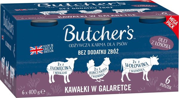 Butcher’s Butcher's Recipe σε ζελέ μίγμα γεύσεων με συκώτι ή νεφρά κομμάτια σε ζελέ τροφή για σκύλους 6 x 400g