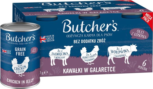 Butcher’s Butcher's Recipe σε ζελέ μίγμα γεύσεων με συκώτι ή νεφρά κομμάτια σε ζελέ τροφή για σκύλους 6 x 400g