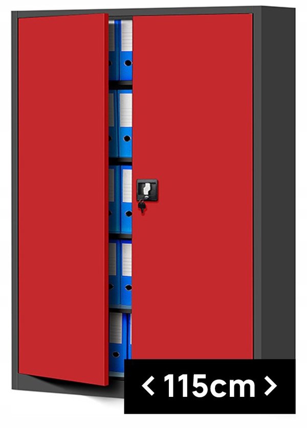 Büro Aktenschrank JAN II, 1150 x 1850 x 400 mm, anthrazit-rot